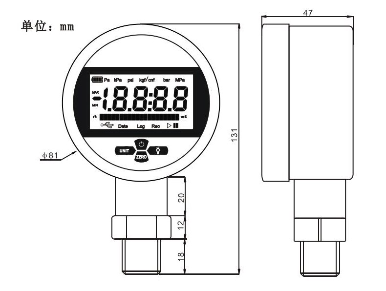 数显压力表尺寸