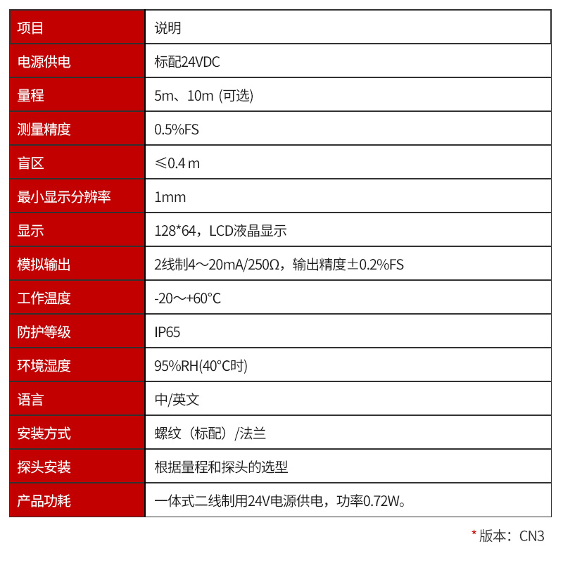 超声波液位计参数